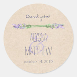 甘い紫素朴ラベンダーオンクラフトルック結婚ズ ラウンドシール