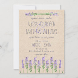 甘い紫素朴ラベンダーオンクラフトルック結婚ズ 招待状