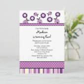 甘い紫色のてんとう虫の誕生日の招待状 招待状 (スタンド正面)