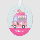 甘い紫色のピンクのアイスクリームのトラックの女の子部屋 オーナメント (正面)