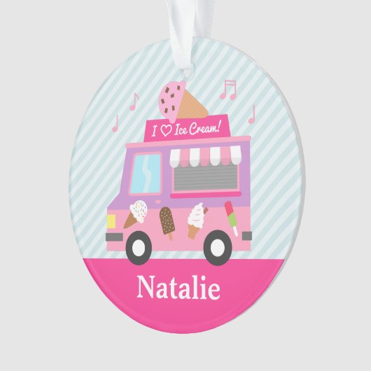 甘い紫色のピンクのアイスクリームのトラックの女の子部屋 オーナメント (正面)