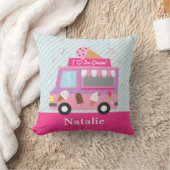 甘い紫色のピンクのアイスクリームのトラックの女の子部屋 クッション (ブランケット)