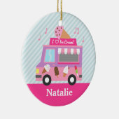 甘い紫色のピンクのアイスクリームのトラックの女の子部屋 セラミックオーナメント (右)