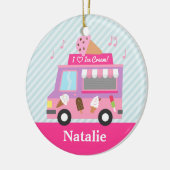 甘い紫色のピンクのアイスクリームのトラックの女の子部屋 セラミックオーナメント (左)