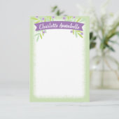 甘い緑と紫のフローラバナー文房具 招待状 (スタンド正面)