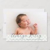 甘い緑のギンガムパターン誕生のお知らせ 案内状 (正面)