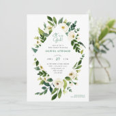 甘い緑のフローラフレームベビーシャワー招待状 招待状 (スタンド正面)