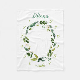 甘い緑のベビー名月のマイルストーン写真 フリースブランケット