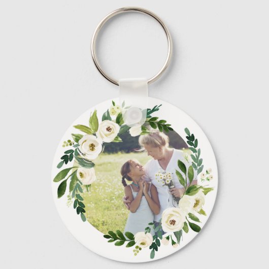 甘い緑のリースおばあちゃんの写真のギフト キーホルダー (正面)