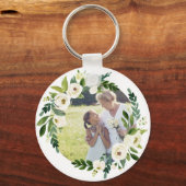 甘い緑のリースおばあちゃんの写真のギフト キーホルダー (正面)