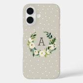 甘い緑のリースとGreige Dots Monogram Case-Mate iPhoneケース (裏面)