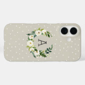 甘い緑のリースとGreige Dots Monogram Case-Mate iPhoneケース (裏面 (横))