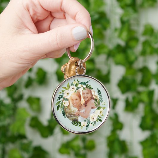 甘い緑のリース母の日の写真ギフト キーホルダー (手)