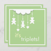 甘い緑の三重項のベビーシャワーの招待状 招待状 (正面/裏面)