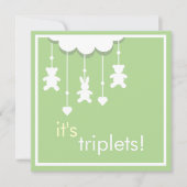 甘い緑の三重項のベビーシャワーの招待状 招待状 (正面)