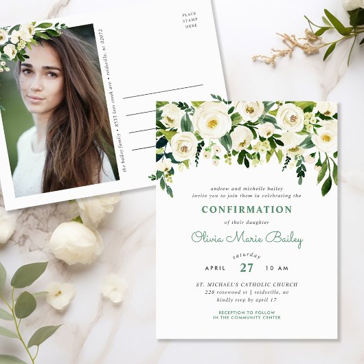 甘い緑の写真確認招待状 案内ポストカード