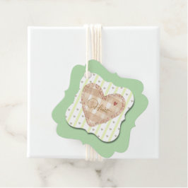 甘い緑の背景とハート モダン フェイバータグ