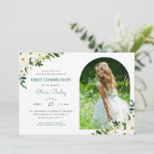 甘い緑の花の写真 初聖体拝領 招待状 (スタンド正面)