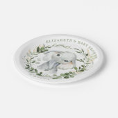 甘い緑の金ゴールドジャングルエレファントベビーシャワー ペーパープレート (アングル)