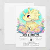 甘い編集可能な恐竜デジタル誕生日 招待状 (正面/裏面)