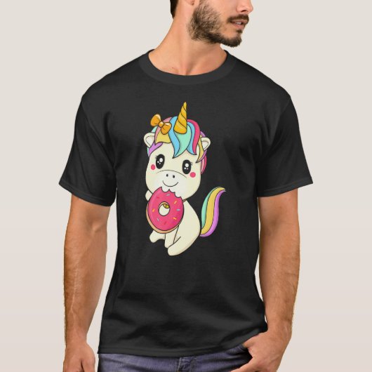 甘い繊細な食品の良いドーナツUnicorn Tシャツ (正面)