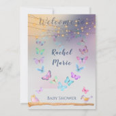 甘い美しい蝶のハート·ベイビーシャワー 招待状 (裏面)