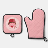 甘い美味しいさくらんぼカップケーキ 鍋つかみ&鍋敷きセット (正面)