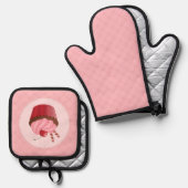 甘い美味しいさくらんぼカップケーキ 鍋つかみ&鍋敷きセット (正面/裏面)