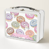 甘い美味しいカラフルドナモダンパーソナライズされた メタルランチボックス (正面)