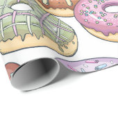 甘い美味しいドーナツカラフル食品デザートパターン ラッピングペーパー (ロールコーナー)