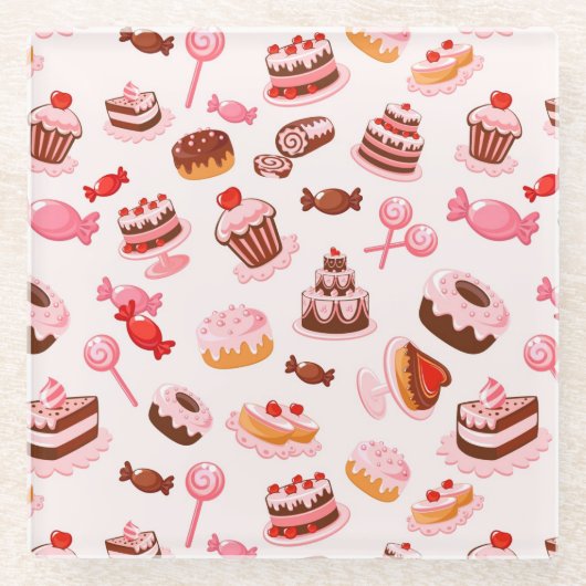 甘い背景 ガラスコースター (正面)