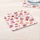 甘い背景 スクエアペーパーコースター (アングル)