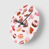 甘い背景 ラウンド壁時計 (傾斜)