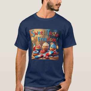 甘い自由の味デザート男性のTシャツ Tシャツ