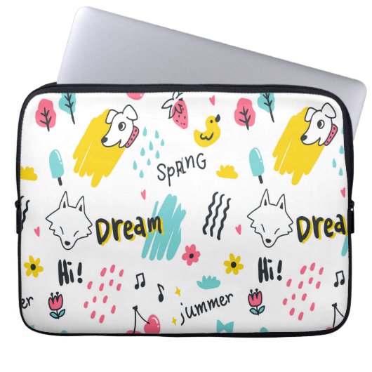 甘い色の手描き ラップトップスリーブ (正面)