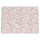 甘い花のユニコーンパターン ラージペーパーバッグ (正面)