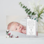 甘い花の写真 洗礼 お礼カード サンキューカード (スタンド正面)