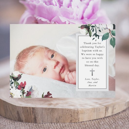 甘い花の写真 洗礼 お礼カード サンキューカード