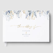 甘い花の模様ほこりっぽいブルー金ゴールドID1045 ゲストブック (正面)