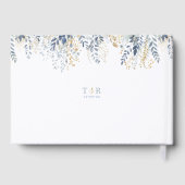 甘い花の模様ほこりっぽいブルー金ゴールドID1045 ゲストブック (裏面)