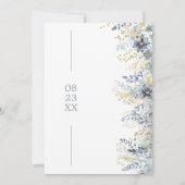 甘い花の模様ほこりっぽいブルー金ゴールドID1045 セーブザデート (裏面)