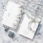 甘い花の模様ほこりっぽいブルー金ゴールドID1045 セーブザデート