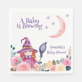 甘い花の魔女カルドロンベビー醸造シャワー スタンダードランチョンナプキン