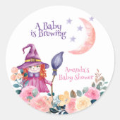 甘い花の魔女カルドロンベビー醸造シャワー ラウンドシール (正面)