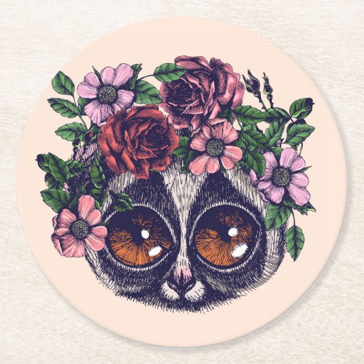 甘い花のLemur ラウンドペーパーコースター (正面)
