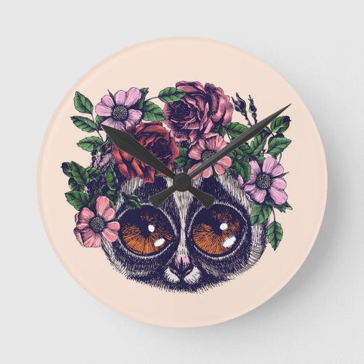 甘い花のLemur ラウンド壁時計 (正面)