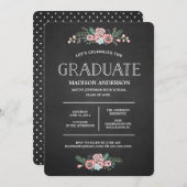 甘い花柄|の卒業の招待状 招待状 (正面/裏面)