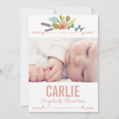 甘い花柄%PIPE%の誕生の発表 案内状 (正面)