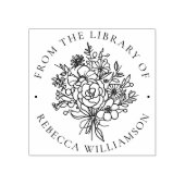 甘い花模様 モダン| 'From the Library of'ブック ラバースタンプ (インプリント)