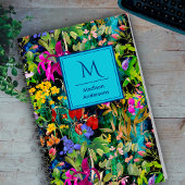 甘い花葉カラフルモノグラム模様 ノートブック